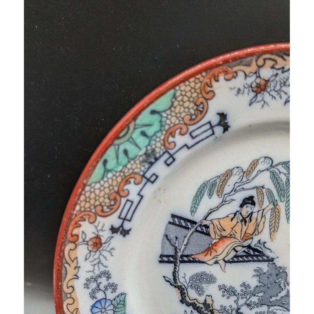 Antique K&G Luneville France Timor Chinoiserie Plate Ironstone Transferware